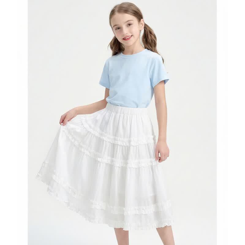 Girl s Summer Ruffle Trim A-line Skirt 160