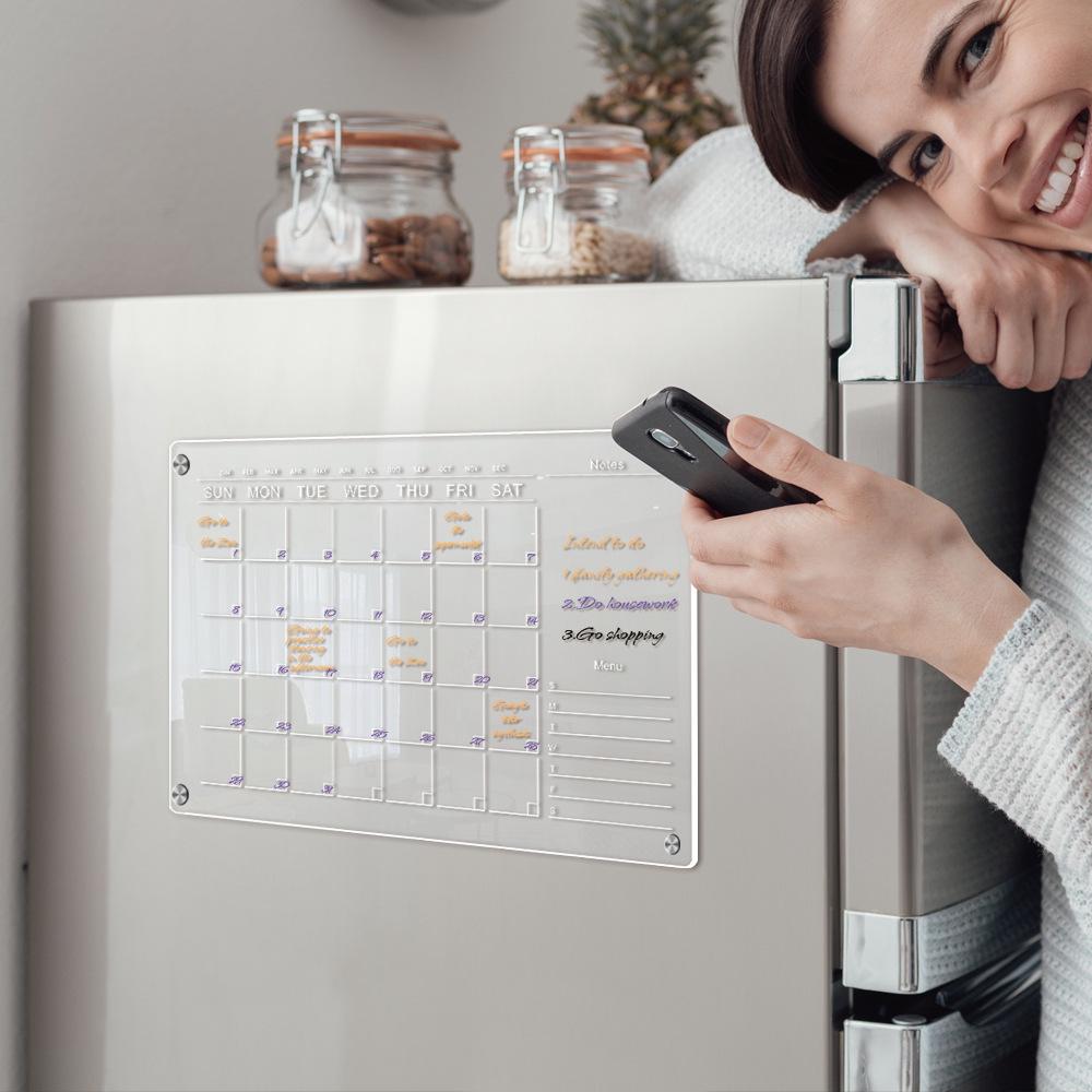 3D Magnetic Acrylic Erasable Weekly/Monthly Planner Board for Fridge