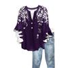 Summer Women's Tops V-Neck Seven Sleeve Shirt Spring Summer Floral Printed Tops Casual Shirt