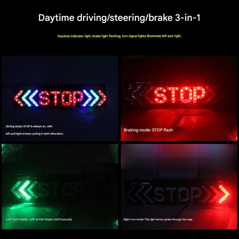 High Brightness LED Flashing Motorcycle Stop Brake Light With Arrows Turn Signal For Enhanced Safety And Style
