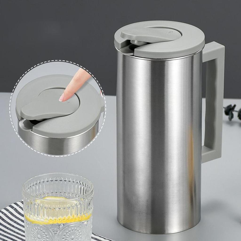 Coffee Pitcher Leak-Proof Stainless Steel Water Dispenser Container With Lid Non-Slip Handle Drinking Storage Container for Hot