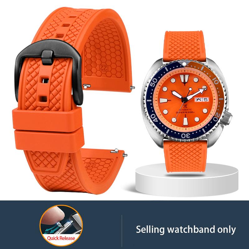 Premium-Grade Fluororubber Watch Strap 21mm 20mm 22mm For Seiko SRP777J1New Watch Band Diving Waterproof Bracelet Black Color