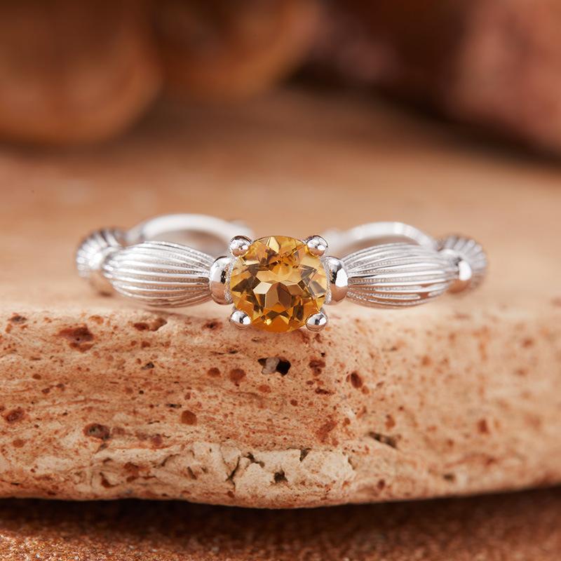 Natural Gemstone Topaz Garnet Olivine Colored Treasure Ring Women'S S925 Sterling Silver Lotus Root Section Index Finger Ring