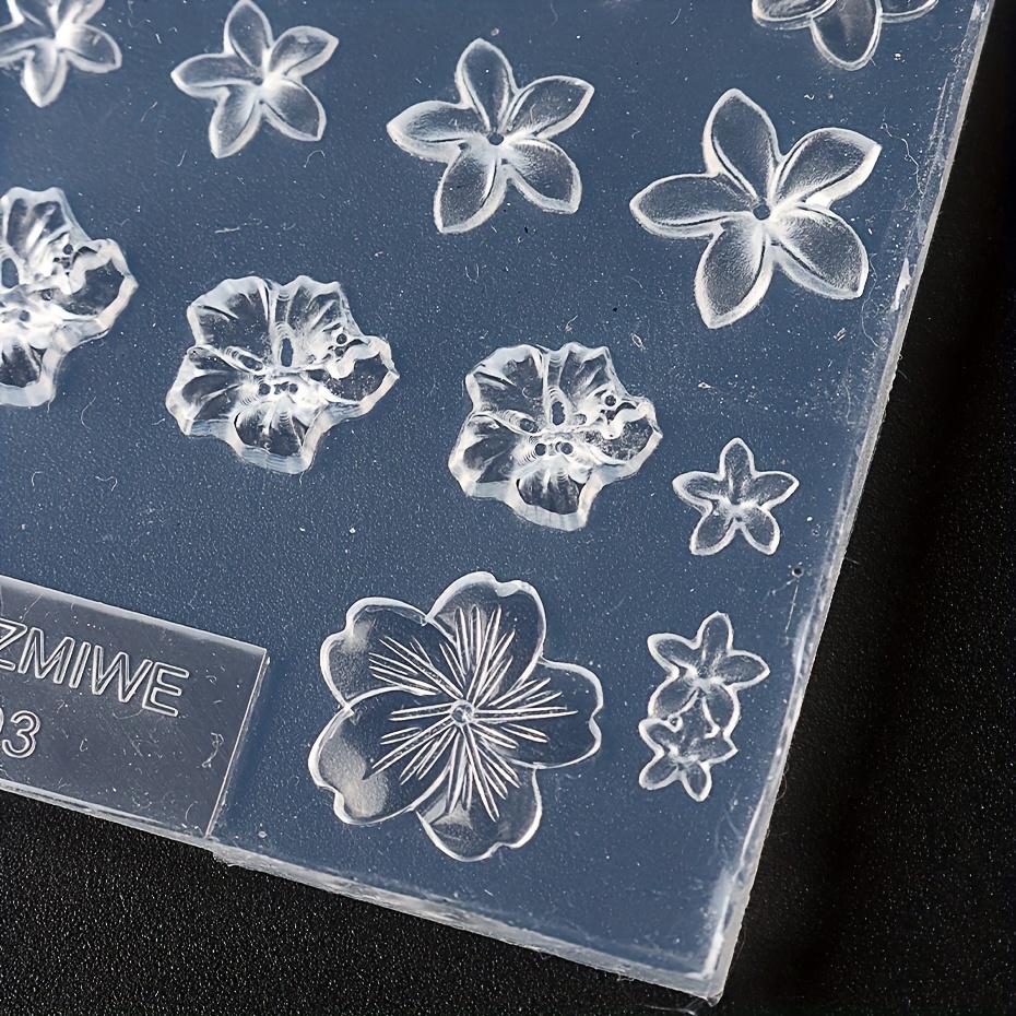 3D Charm Silicone Nail Carving Mold - Five-Petaled Island Egg Flower & Cherry Blossom Design Stamping Plate for DIY Manicure, Nail Art Tools