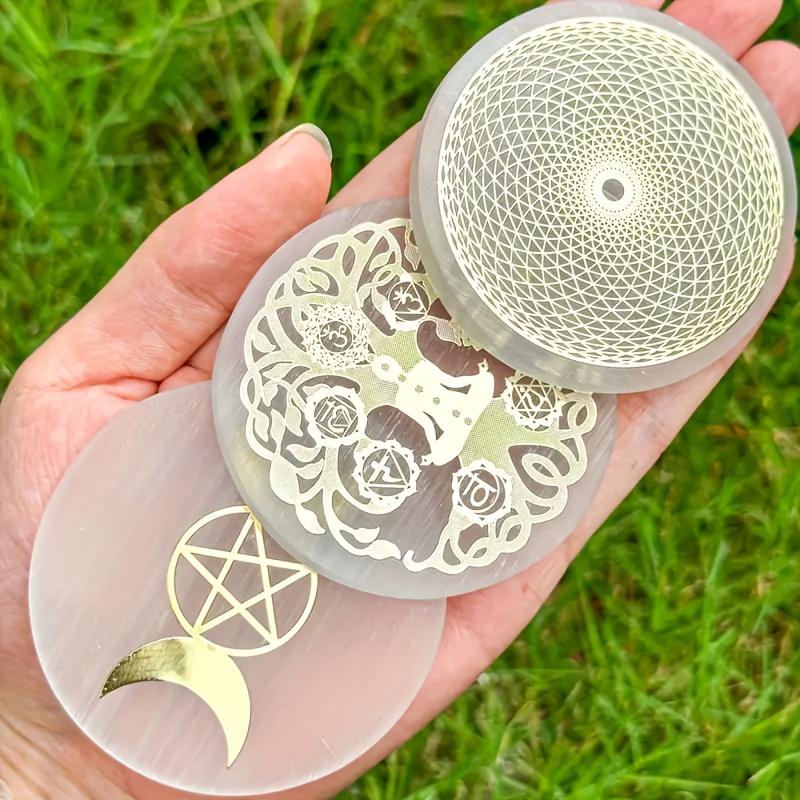 6cm Natural Crystal Selenite Slice Slab White Gypsum, Natural Selenite Stone Crystal Disc, Selenite Charging Plate decoration