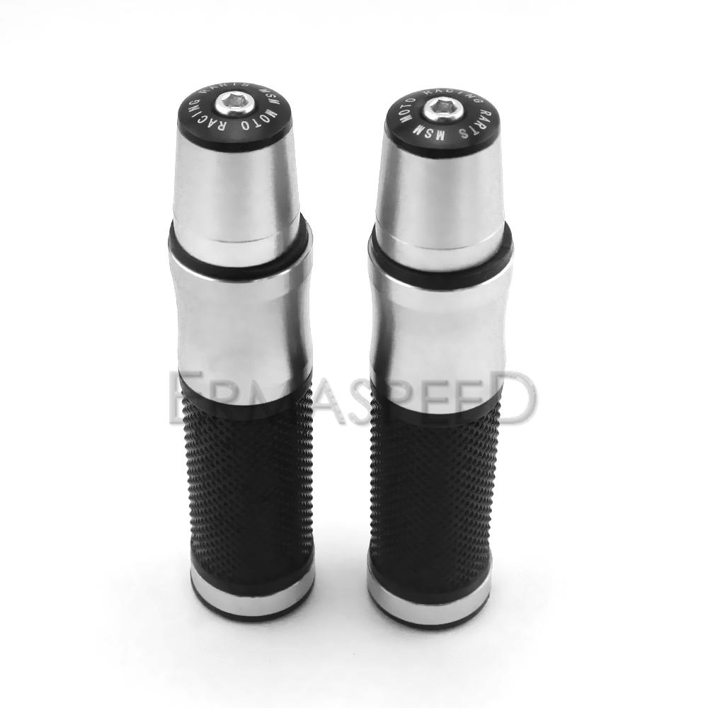 Pair of 7/8" 22mm Motorcycle Hand Grips With Bar End Plugs CNC Aluminum & Rubber Handlebar Grips For Motocross Pitbike