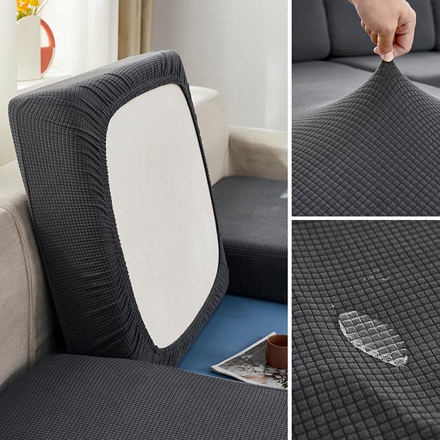 Jacquard Water Resistant Sofa Cushion Covers Elastic Grey Sofa Seat Cover For Living Room Furniture Protector For Young Students Removable