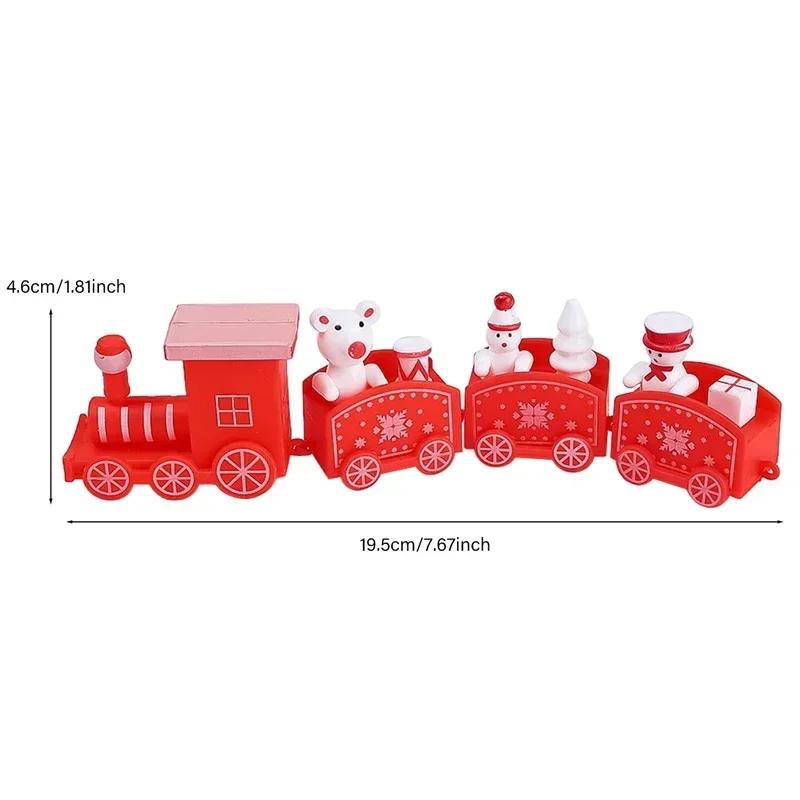 Wooden Mini Train Decor Set Christmas Party Snowman Ornament Plastic or Wooden Tabletop Cake Decoration Props Train Kids Toys