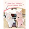 Car Tissue Holder Plush Animal Paper Towel Box Cute Rabbit Hanging Backseat Organizer for Cars Adorable Decorative Tissue Dispenser (Pink Rabbit)