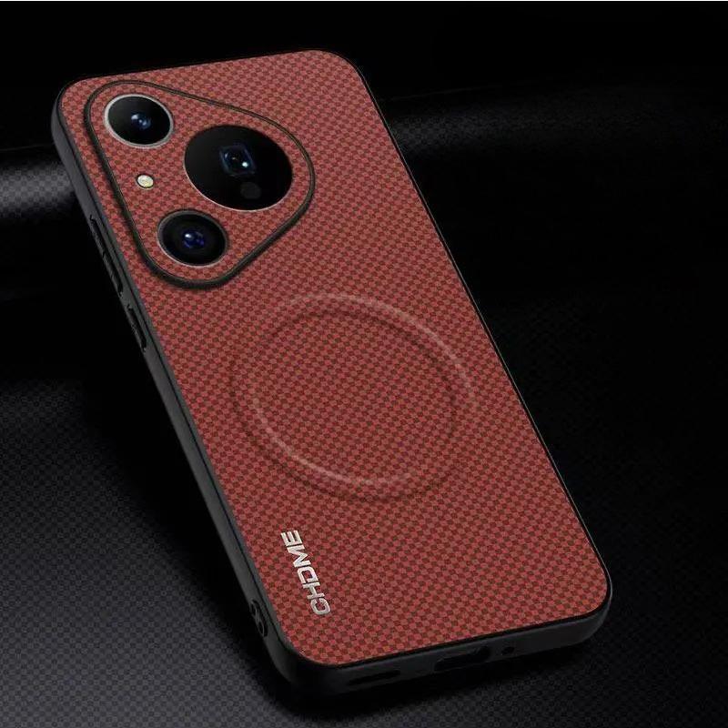 Skin Feel Magnetic Marking Pattern Leather Case for Huawei Pura 80 Ultra Mate 70 Pro Plus Thin for Magsafe Wireless Charge Cover