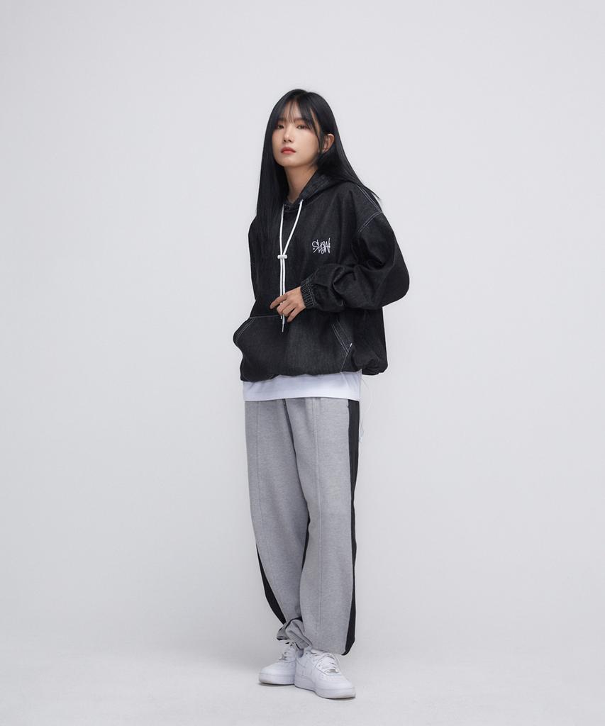 Denim Washed Hoodie_Black