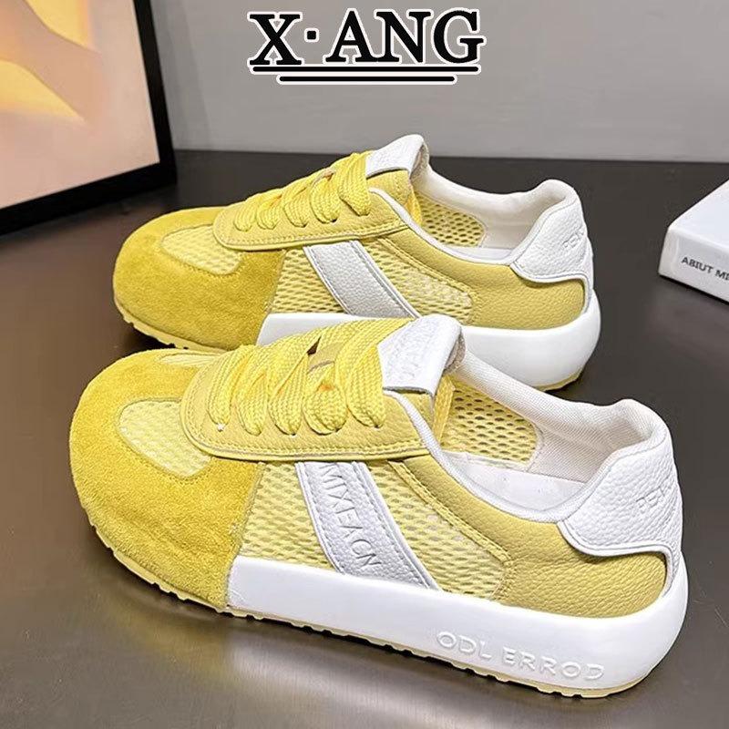 Cowhide version children's versatile mesh breathable little white shoes summer new casual sports shoes board shoes