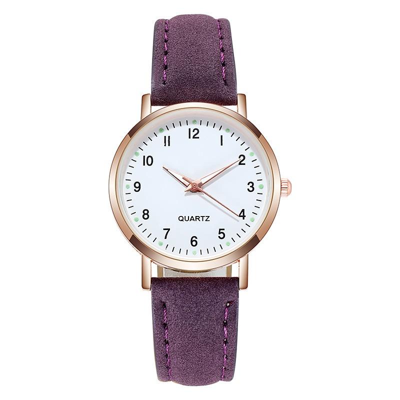 Male Female Analog Quartz Wrist Watch Student Glow Leather Strap Style Casual