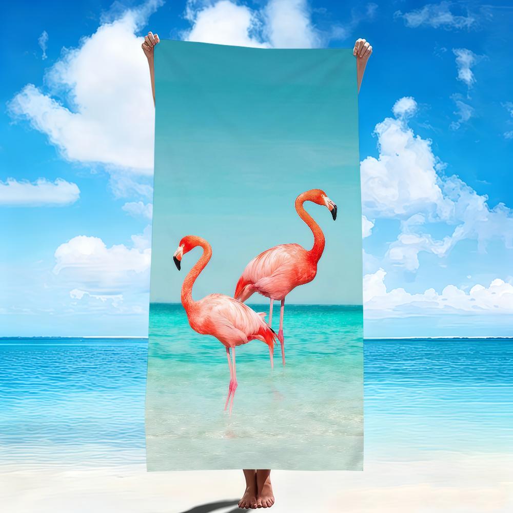 Mode Kunst modern Flamingo Tropisch Handtuch Weiche Strandhandtücher Schnelltrocknend Poolhandtuch für Reise Fitnessstudio Baden Spa Camping Sport Geschenk