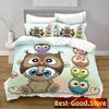 3D-Druck Kawaii Eule Bettbezug mit Kissenbezug Schlafzimmer Dekoration Bettwäsche Queen-Bettwäsche Schlafzimmer-Set King-Size-Bett Heimtextilien