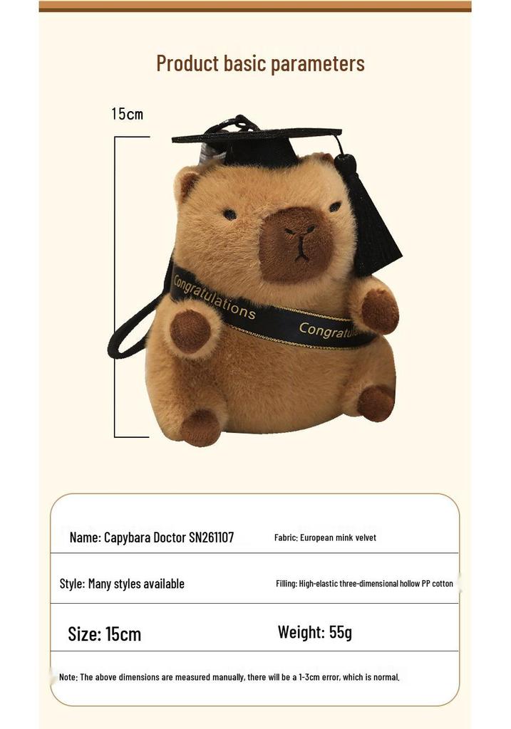 Capybara Doctor Doll Graduation Pendant Keychain - Capybara Ornament Gift