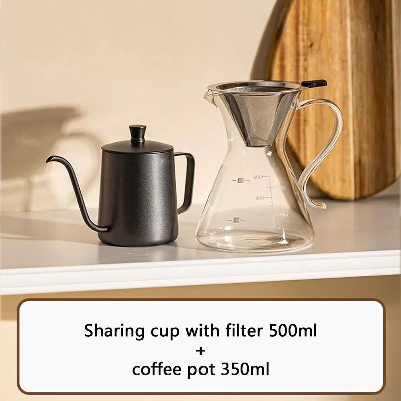 YWDL Hand Brewed Coffee Pot Set Home Ice Drip Sharing Pot With Filters Kitchen Coffeware Pour Over Coffee Drip Kettle