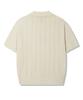 TRILLION Washable Resort Cable Collar Short Sleeve Knit_Ivory