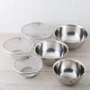 Kai Corporation Stainless Steel Bowl and Mesh Colander Ideal for and Stackable Integrated Type 6-Piece Set, Single-Person Cookware, 18cm, 21cm, 24cm,