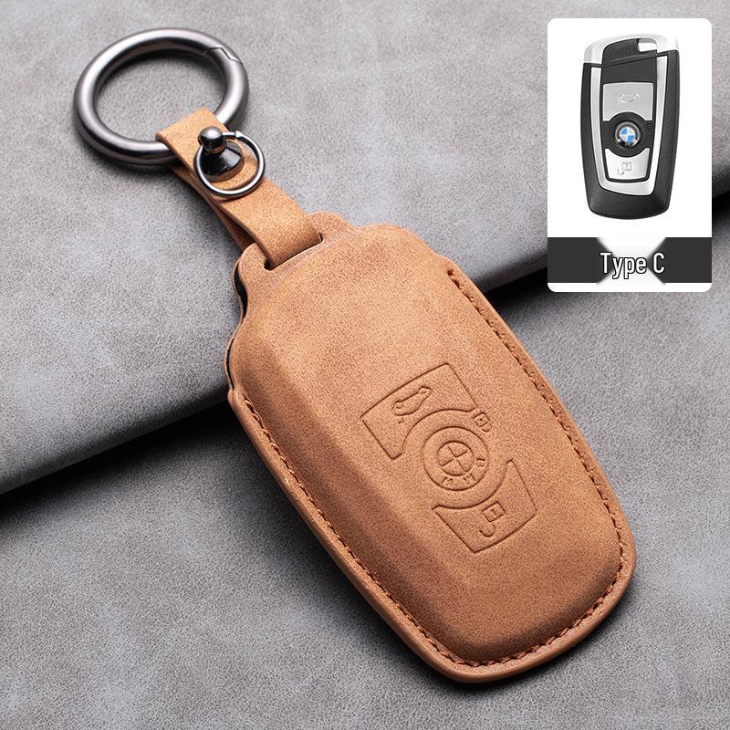 Compatible Leather Keychain Shell for BMW Series: Fits X1, X3, X5, 1 Series, 3 Series, 5 Series, 6 Series, 7 Series, NFC Card Snap