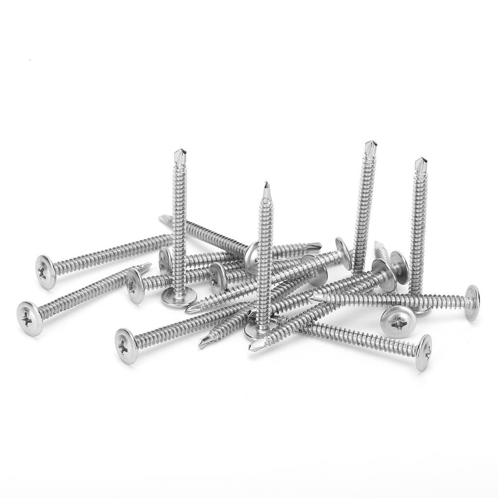 250Pcs Self Tapping Screws 410 Stainless Steel M4.2x50mm Crossed Screw AntiRust Corrosion Resistant