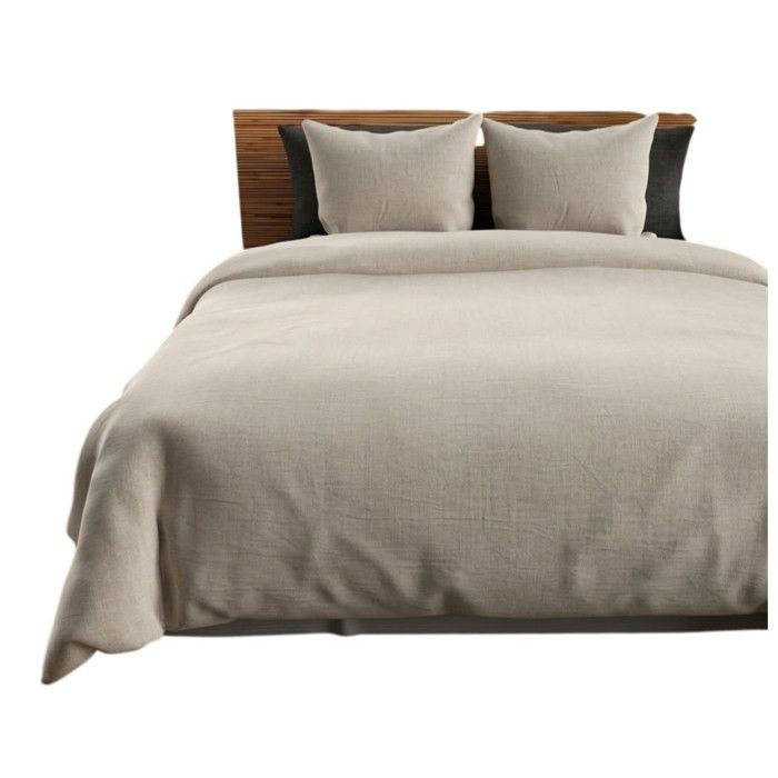 Parure de lit - EDEN - 240x260 cm - Lin beige - Microfibre 100% polyester - Toucher très doux, aspect lavé