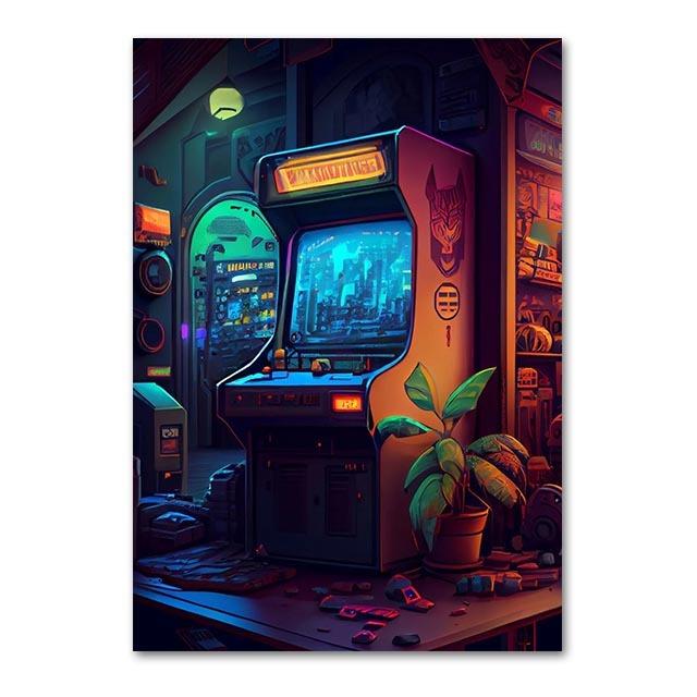 Game Art Canvas Printmaking Punk Explosion Controller Poster Game Controller Arcade Game Wall Art Esports