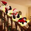 Ornements de Rambarde de Fête Ensemble de Décoration d'Escalier de Noël 3 Pièces Mignon Père Noël Bonhomme de Neige Pingouin Guirlande Lumineuse Douce Blanc Chaud Décoration d'Escalier Éclairé