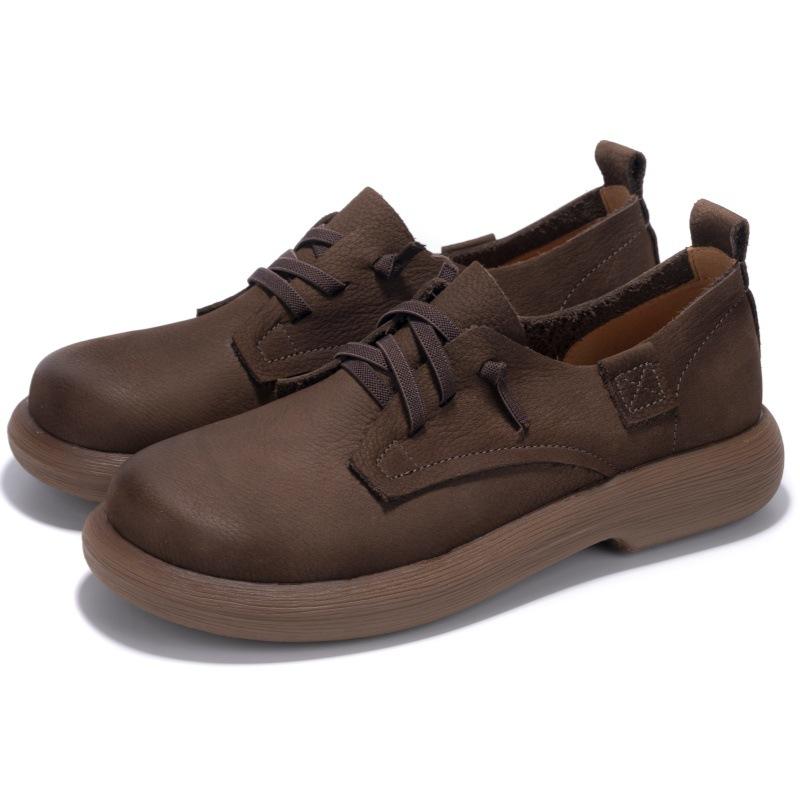 

Retro leather small leather shoes women s first layer cowhide soft-soled single shoes spring flat casual shoes 38