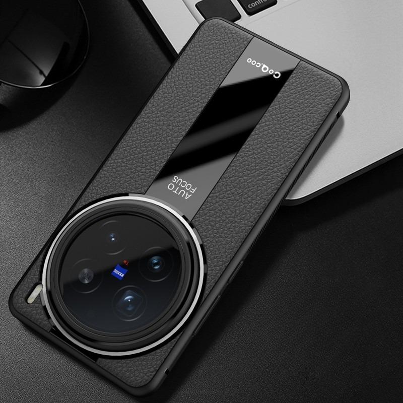 

For Vivo X200,X200 Pro,X200 Pro mini Case Lichi Leather +Soft TPU Ultra Thin Lens Protection Slim Matte Cover for X 200 Vivo X200 Pro mini