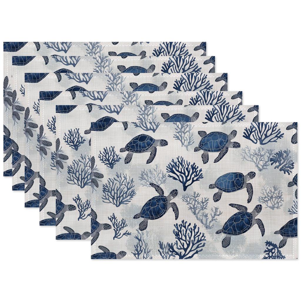Retro Daisy Flower Placemats Set of 6,Dinner Table Mats Non-Slip Washable Mats for Kitchen Dinner Party Tablemat 12x18Inch