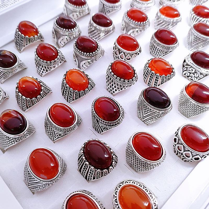 10 шт. Мужское большое кольцо с агатом — фото 3