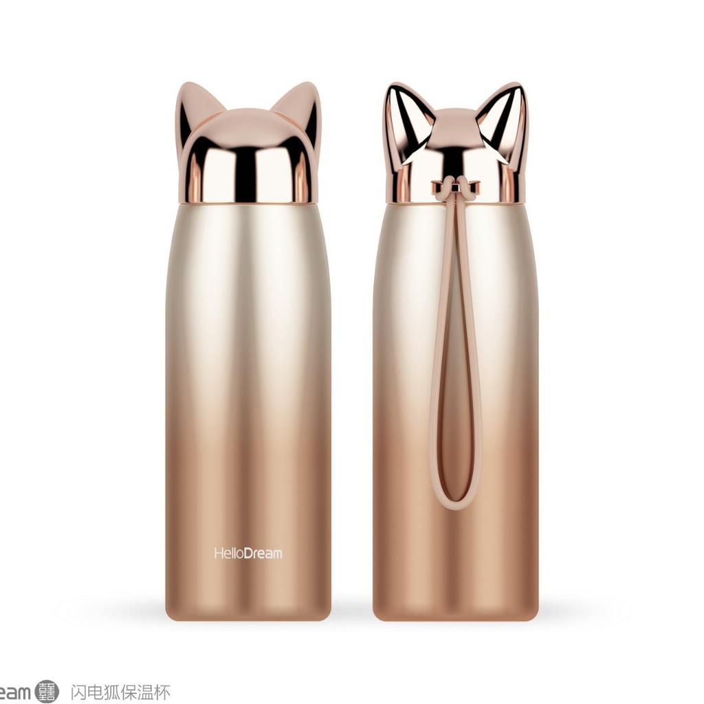 300ml Roztomilá termoska s kočičími oušky Kawaii nerezová vakuová láhev, Přenosný cestovní hrnek pro dívky a dárky