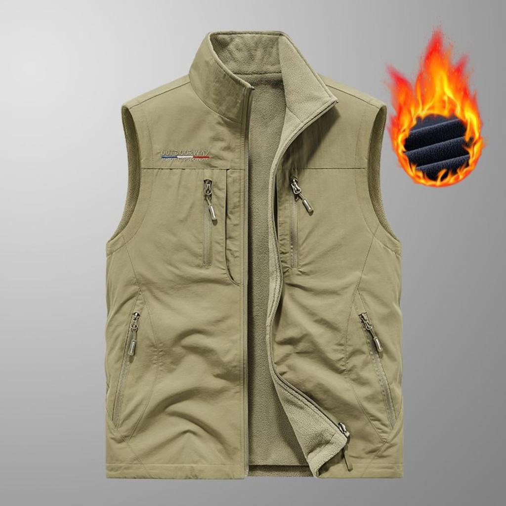 Kapsa, Podzimní a zimní oboustranná pánská outdoorová fleecová vesta, Fleecová vesta, Rameno s fleecem a silná vesta