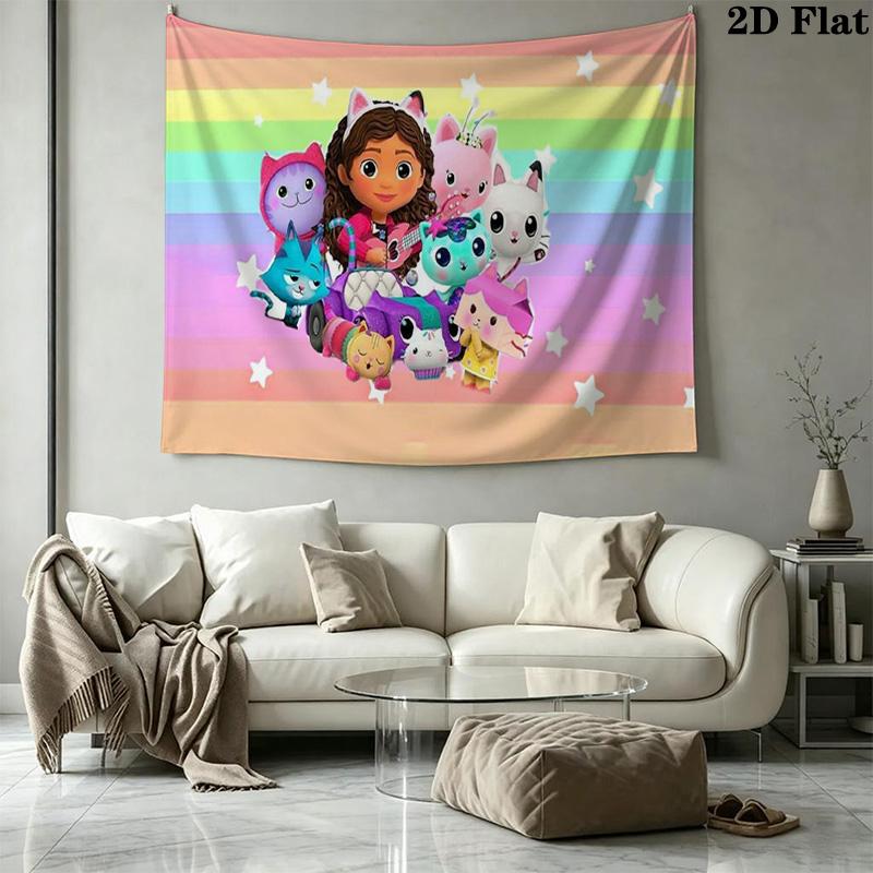 Gabby Dollhouse Wall Tapestry Aesthetic Wall Hanging Printed Fabric Blanket Decorative Tapestries for Bedroom Living Room Home Decor