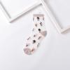 Ultra-thin Transparent Crystal Silk Socks Women Fashion Summer Harajuku Crew Socks Retro Flower Streetwear Elastic Long Socks
