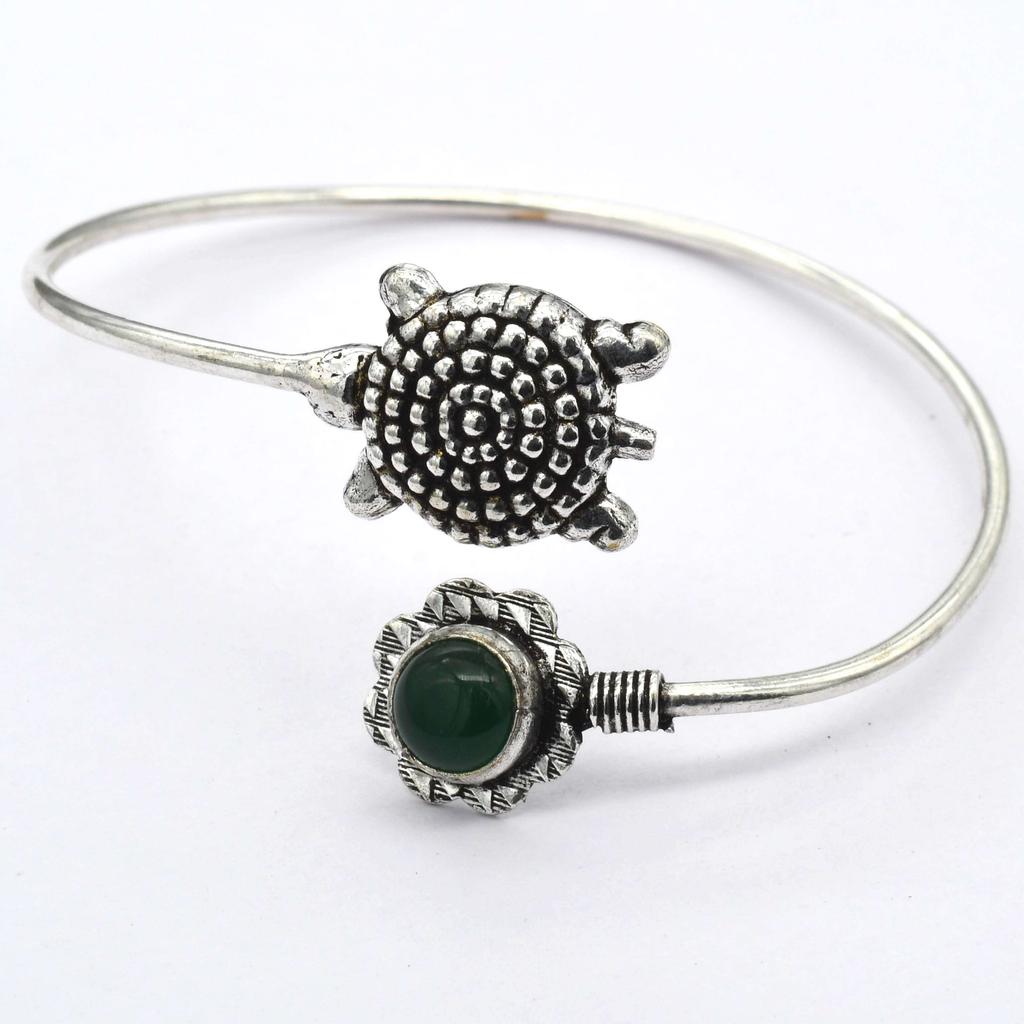 Green Onyx Gemstone Ethnic Handmade Adjustable Bangle Jewelry 8 Gms BN 117