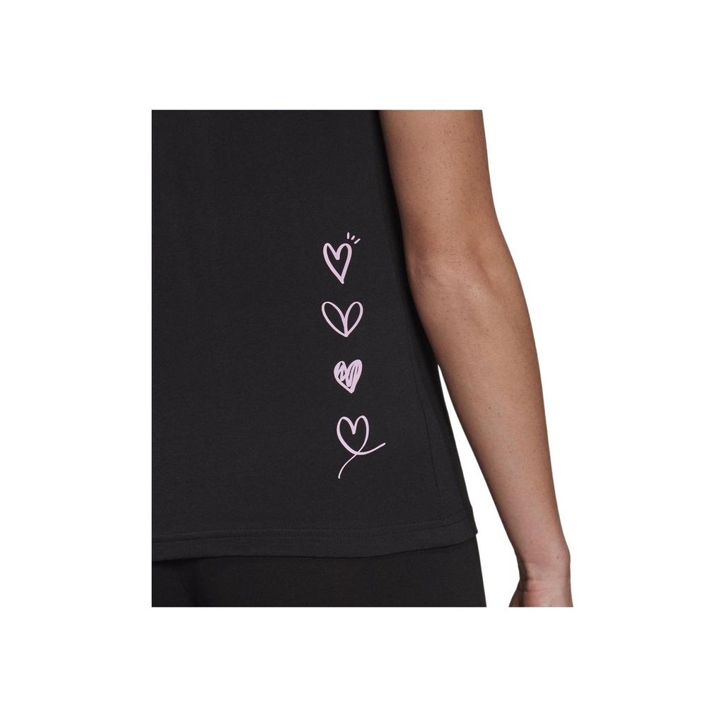 Adidas Heart Logo Letter Print American Vintage Fitness Training Comfortable Trendy Casual Sports Crew Neck Short Sleeve T-Shirt Women Tops GL6844