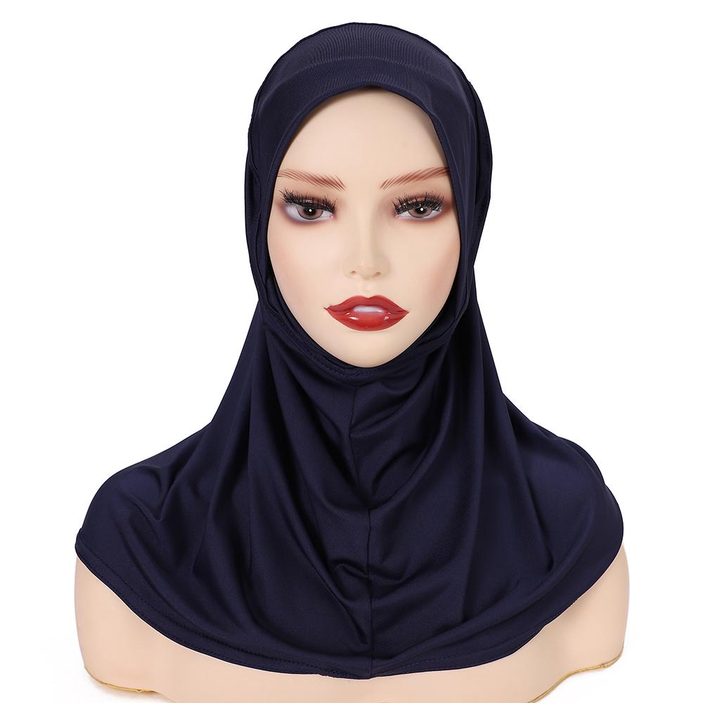 Stretch Turban Cap Hijab Islamic Full Cover Underscarf Bonnet Ready To Wear Snap Fastener Instant Hijab For Muslim Women