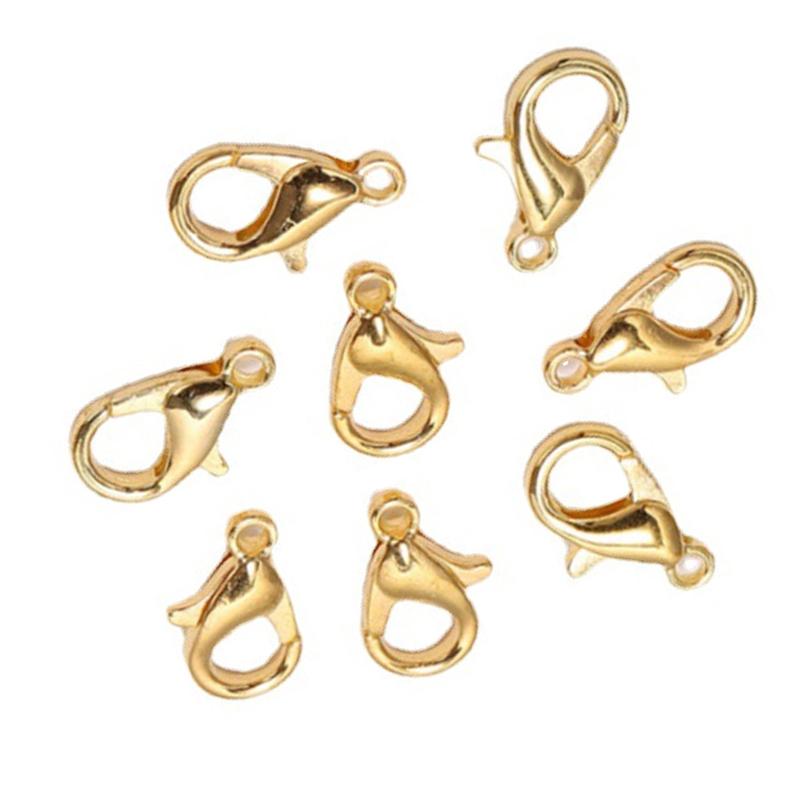 200Pcs Lobster Clasp Sturdy Zinc Alloy 0.5x0.2in Simple Multi Purpose Lobster Claw Clasps Gold