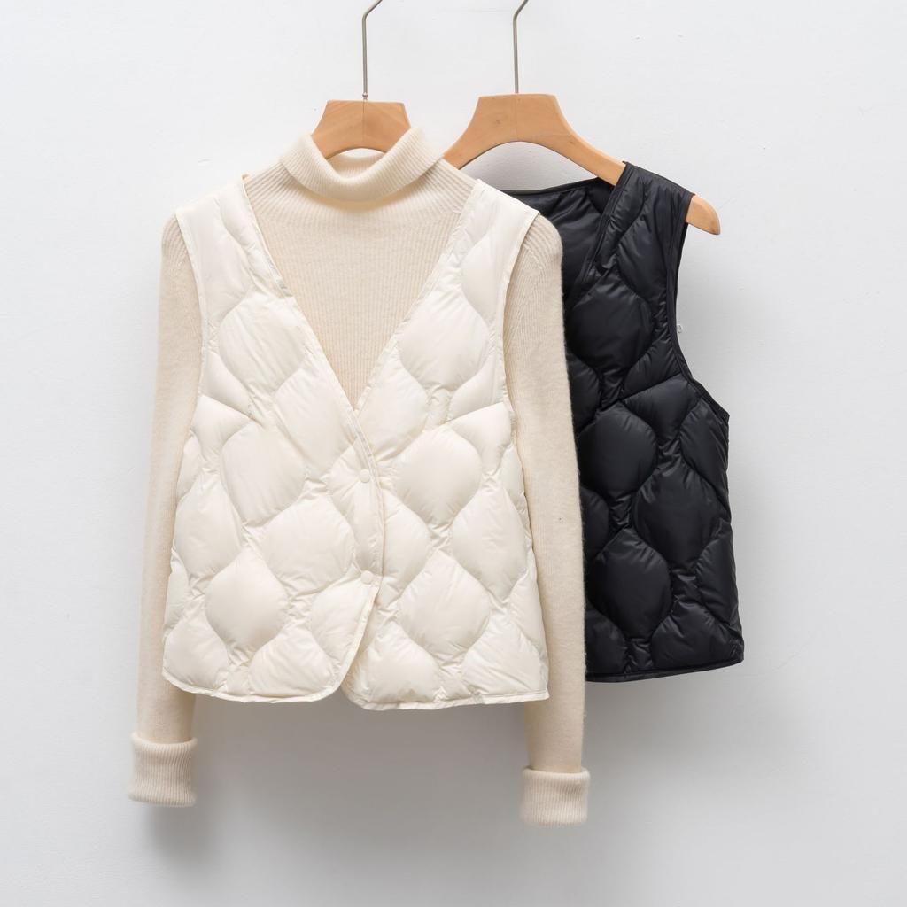 Goose Down Jacket Women's Light Vest Gourd New Autumn and Winter Simple with Down Liner Inside