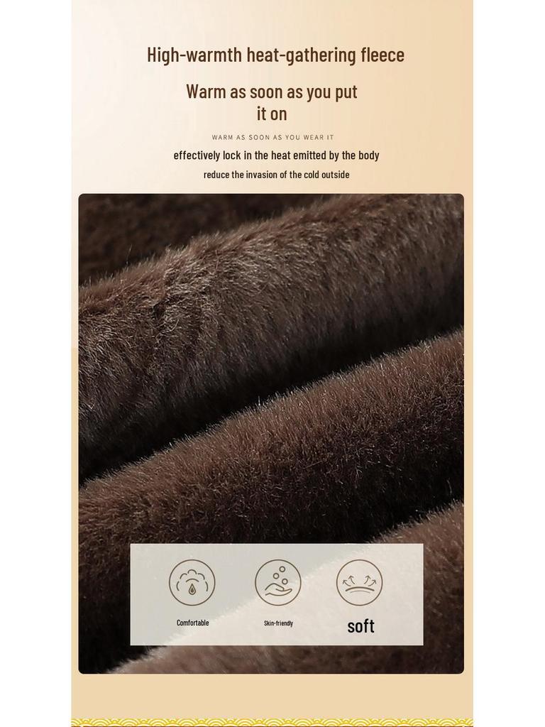 Winter Cotton Jacket with Fur Lining for Middle-aged and Elderly Women - Chinese National Style