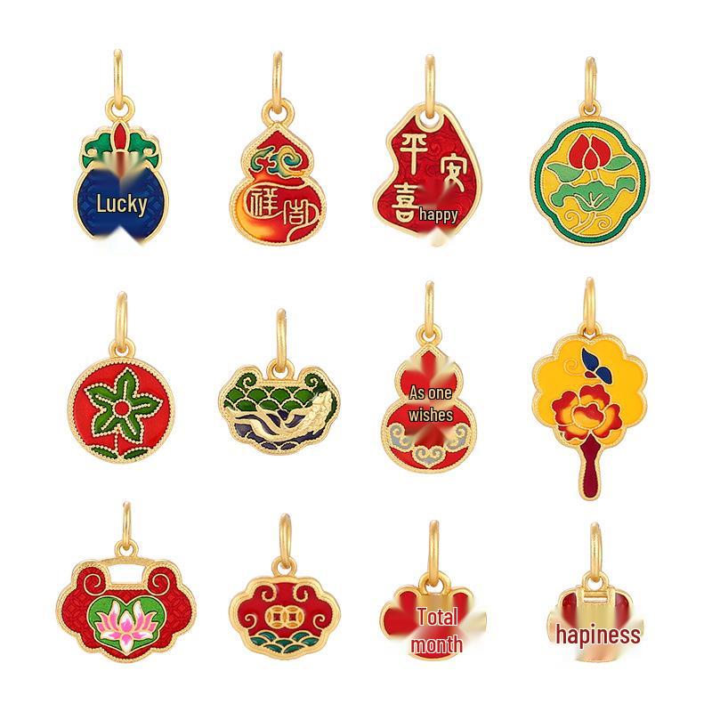 Ancient Gold Cloisonné Ethnic Charm Spacer Beads Pendant for DIY Bracelet Mala Accessories