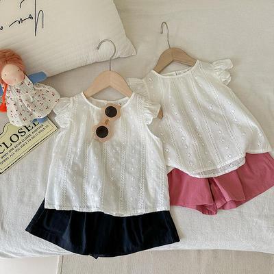 Mädchen Ärmelloses Rüschen-Spitzen-Tanktop & Shorts Set - Sommer 2025 Kollektion