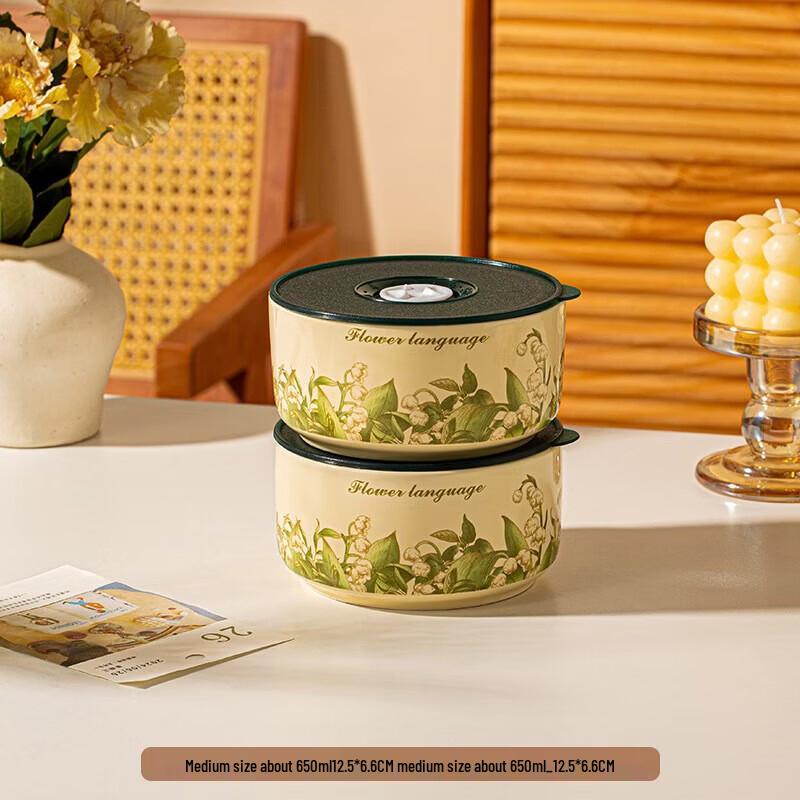 Керамический набор из двух контейнеров для хранения свежих продуктов «Ландыш»