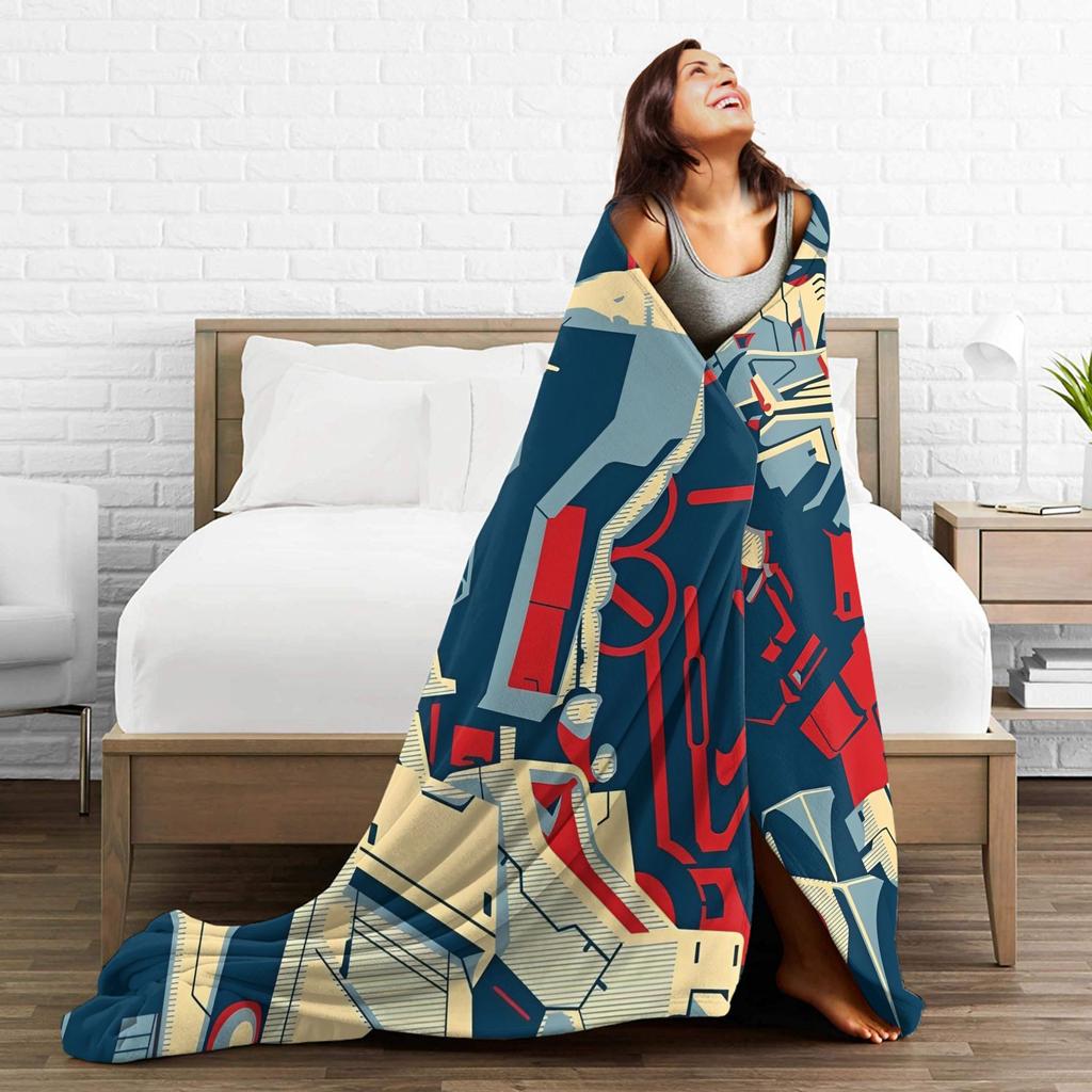 Gundam Flannel Blankets Winter Soft Durable Throw Blanket for Kids Adult Couch Chair Funny Bedspread Sofa Bed Cover