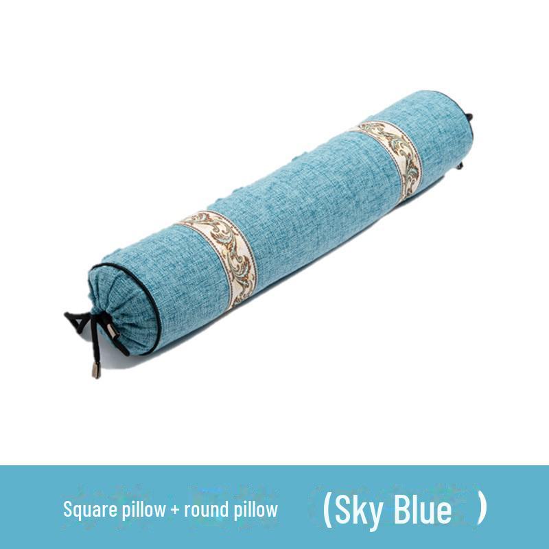 Cylindrical Bamboo Charcoal Cervical Pillow with Linen and Moxa for Neck Support