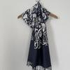 Used Kashmiri Embroidery 100% Pashmina Large Shawl Navy X Silver, Directly Imported from India