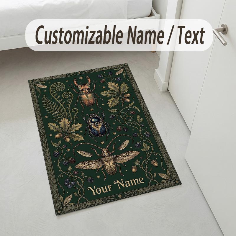 Native Art Theme Soft Crystal Velvet Rug Custom Name & Text Print Non Slip Floor Rug for Bedroom Living Room