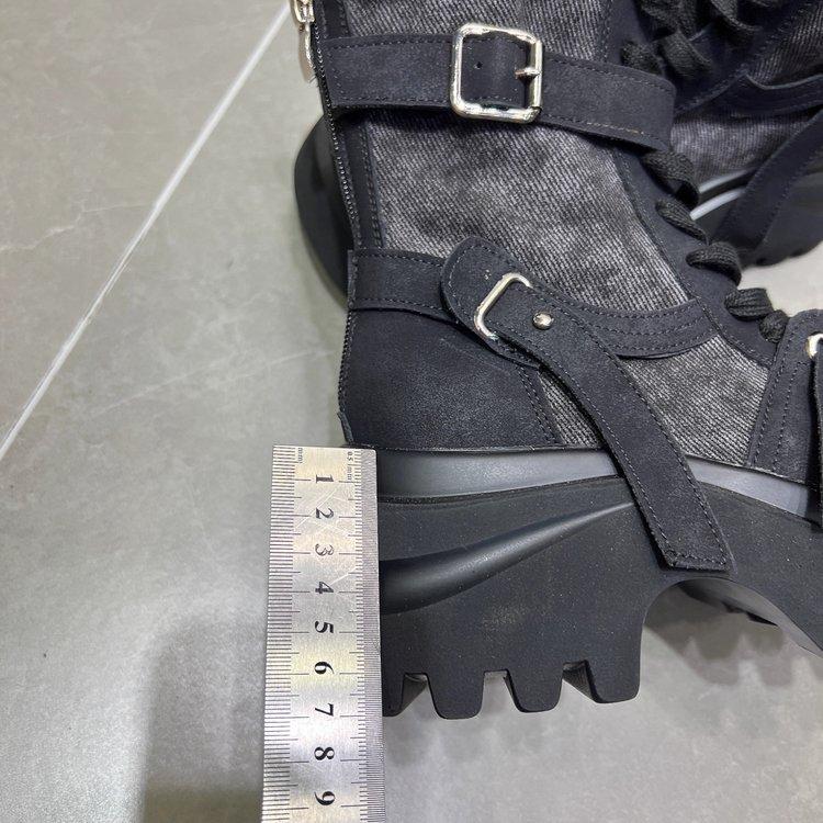 Martin boots women's 2025 new versatile splicing cloth thick-soled muffin strap casual locomotive boots small short boots